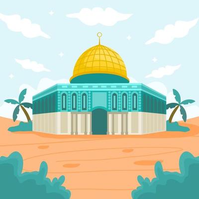 Al Aqsa mosque flat design vector