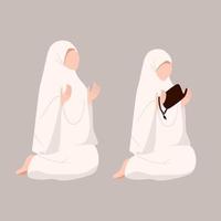 Flat Muslim Character wearing Ihram in Hajj Pilgrimage vector