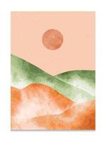 impresión de arte de paisaje abstracto con montaña. creativas ilustraciones minimalistas pintadas a mano de mediados de siglo moderno. ilustración vectorial vector