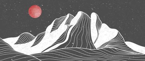 Mountain line art print. wallpaper design for cover background. Abstract contemporary aesthetic backgrounds landscapes. vector illustrations