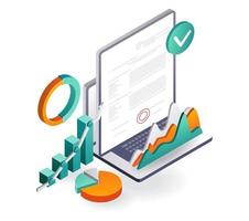 Flat isometric illustration concept. tax sheet data vector