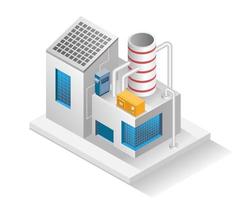 Flat isometric concept illustration. factory building with chimney vector