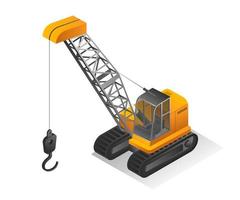 Isometric design concept illustration. tower crane excavator vector