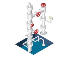 Isometric design concept illustration. well drilling pipe vector