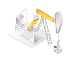 Flat isometric illustration concept. oil and gas mining equipment vector