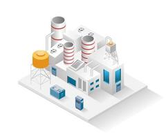 Flat isometric concept illustration. factory building view vector