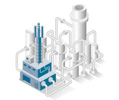 Isometric design concept illustration. oil and gas factory ducts and pipes vector