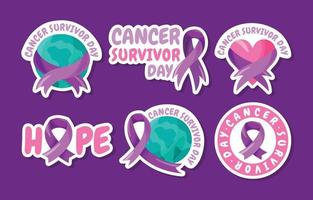 Cancer Survivor Day Doodle Sticker Collection vector