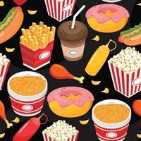 Junkfood Seamless Cartoon Pattern vector