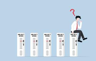 Covid-19 rapid antigen testing before being allowed to work concept. Businessman waited for his result of Covid test from using ATK kit. vector