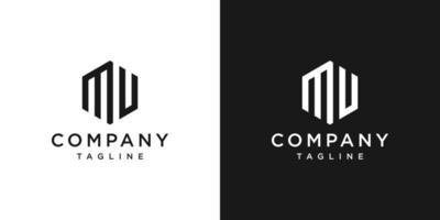 Creative Letter MU Monogram Logo Design Icon Template White and Black Background vector