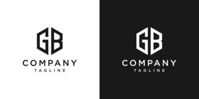 letra creativa gb monograma hexágono logotipo diseño icono plantilla fondo blanco y negro vector