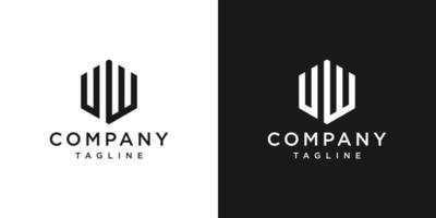 Creative Letter UW Monogram Logo Design Icon Template White and Black Background vector