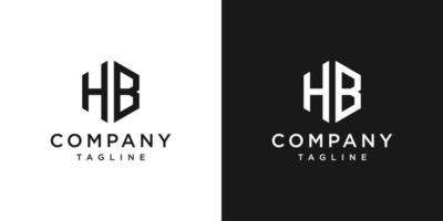 letra creativa hb monograma hexágono logotipo diseño icono plantilla fondo blanco y negro vector