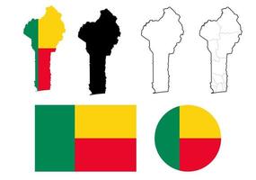 benin map flag icon set vector