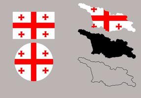 conjunto de iconos de bandera de mapa de república de georgia vector