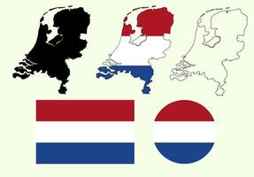Netherlands map flag icin set vector