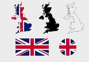 Kingdom of Great Britain map flag icon set vector