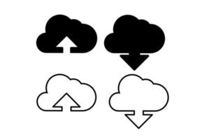 cargar descargar icono de nube aislado sobre fondo blanco vector