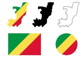 república del congo mapa conjunto de iconos de bandera vector