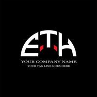 diseño creativo del logotipo de la letra eth con gráfico vectorial vector