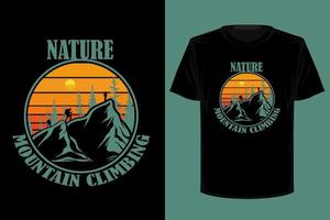 Nature mountain climbing retro vintage t shirt design vector