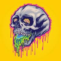Scary colorful stone skull vector