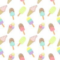 Mix Ice cream seamless pattern Vector on white background.
