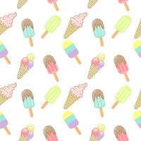 Mix Ice cream seamless pattern Vector on white background.