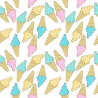 Mix Ice cream seamless pattern Vector on white background.