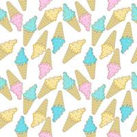 Mix Ice cream seamless pattern Vector on white background.