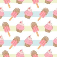 Mix Ice cream seamless pattern Vector on white background.