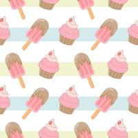 Mix Ice cream seamless pattern Vector on white background.