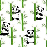 Fondo de patrón sin costuras de panda lindo, ilustración de vector de osos panda de dibujos animados, niños creativos para tela, envoltura, textil, papel pintado, ropa.