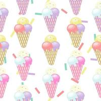 Mix Ice cream seamless pattern Vector on white background.