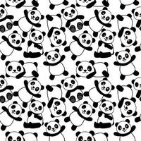 Fondo de patrón sin costuras de panda lindo, ilustración de vector de osos panda de dibujos animados, niños creativos para tela, envoltura, textil, papel pintado, ropa.