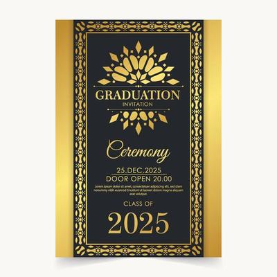 Elegant graduation invitation template with ornament