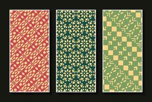 Vintage vertical card pattern set vector