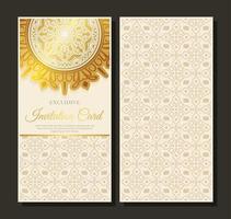Luxury white wedding invitation in pattern vector