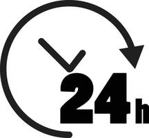 24 hours icon on white background. 24 hours sign. flat style. vector