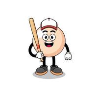 caricatura de la mascota de la perla como jugador de béisbol vector