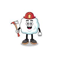 Cartoon mascot of cloud firefighter vector