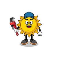 sun illustration cartoon as a plumber vector