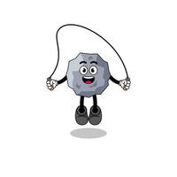 stone mascot cartoon is playing skipping rope vector