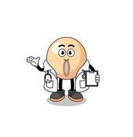 Cartoon mascot of soy bean doctor vector