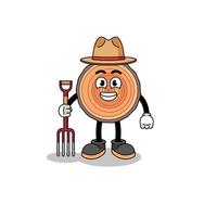 Cartoon mascot of wood trunk farmer vector