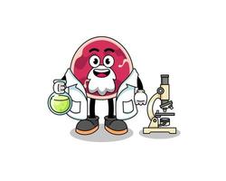 Mascot of meat as a scientist vector