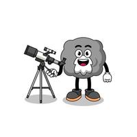 Illustration of dark cloud mascot as an astronomer vector