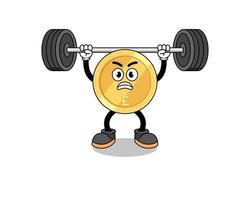 pound sterling mascot cartoon lifting a barbell vector