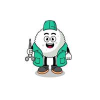 Illustration of rice ball mascot as a surgeon vector